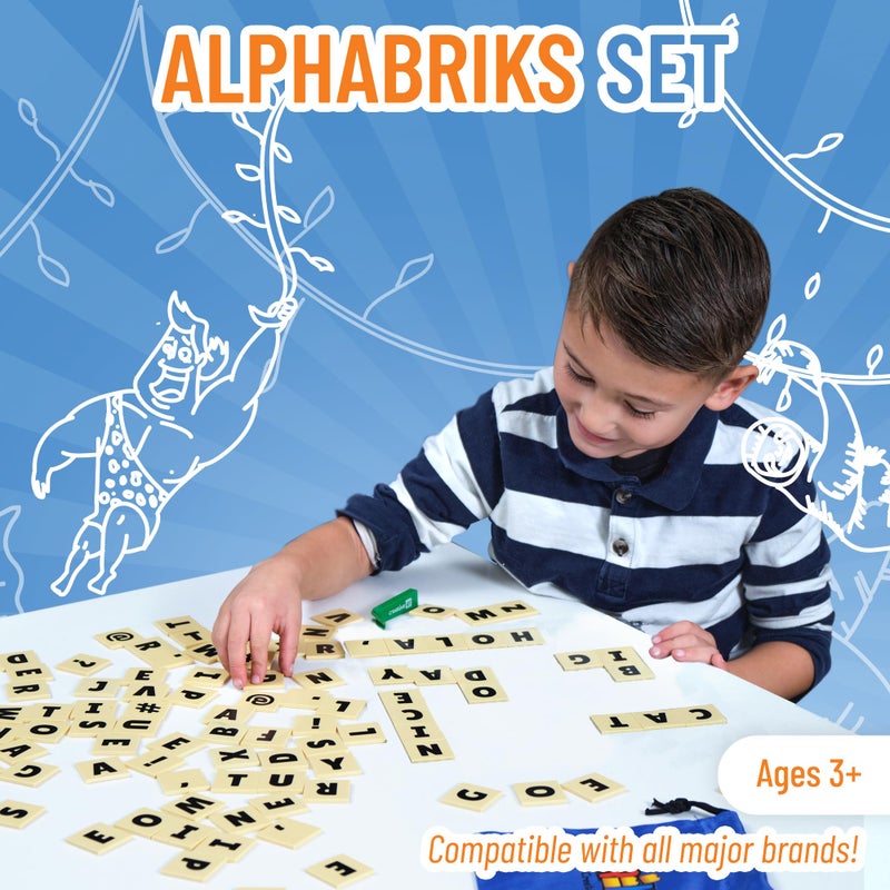 Strictly Briks AlphaBriks, 200 Pieces, 2x2 Alphabet Letter Bricks with Drawstring Bag, Easy to Remove, Fun and Educational Tool, 100% Compatible with All Major Brands - Image 2